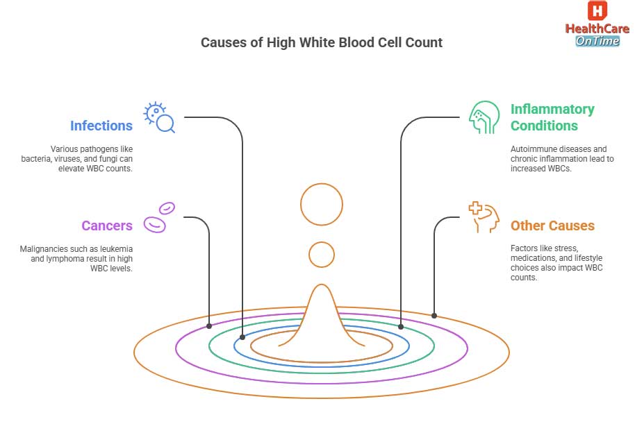 General Causes of High WBC Count infographic