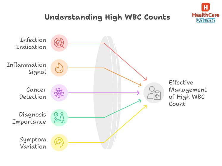 high white blood cell count key takeaways infographic